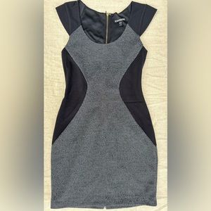 VINTAGE🌟NWOT Express black/Grey Bodycon form fitted cocktail Zipper Dres…